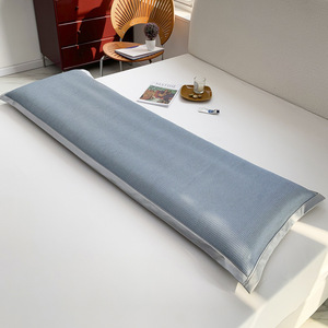 Cooling Ice Silk Long Pillowcase 1.5M Rectangle Plain <b>Light</b> Gray Home Couple Use - Product Image 2