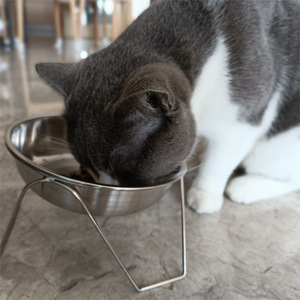 Elevated 304 Stainless Steel Cat Bowl Silver Rounded Food Feeder For Pets - Product Image 4