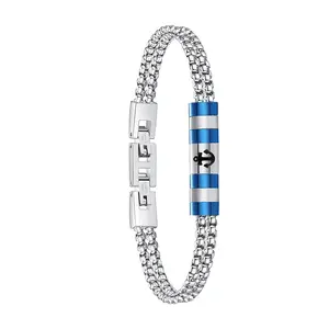 New Product 2022 Mens Double Strand Rolo Chain ID Name Engrave 316L Stainless Steel Bracelet Jewelry
