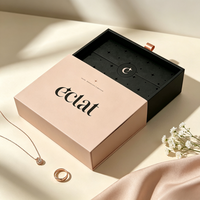 Boîte à tiroir de luxe écologique avec ruban de tirage, manchon mat imprimé, plateau coulissant, logo personnalisé, matériaux recyclés, pour bijoux et cadeaux