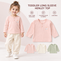 T-shirt Henley à manches longues brodé chat personnalisé pour filles, sous-vêtement en coton pour tout-petits et enfants, haut pour enfants, vente en gros OEM ODM