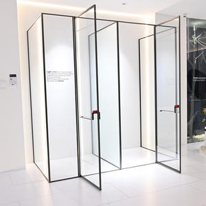 Box Doccia Moderno in Acciaio Inox Grigio Guny 2-in-1 a Forma di T con Vetro Temperato Rivestito da 8mm per Hotel e Appartamenti - Product Image 3