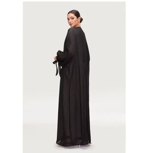 <span class=keywords><strong>Al</strong></span> <span class=keywords><strong>Haramain</strong></span> Thobe Ramadan Decoraciones Robe Black Cordón Abaya De Luxe String Open Abaya - Product Image 2