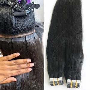 Extensiones de Cabello Adhesivas, Cabello Humano Natural Brasileño 100% Real, 20 Piezas, Lisas para Mujer - Product Image 2