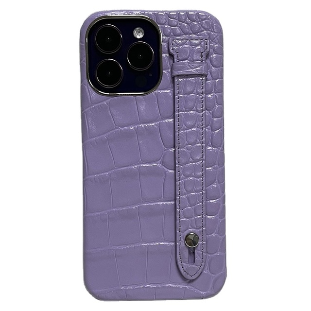 High Quality Genuine Italian Embossed Crocodile Leather Sports Design with Holder Phone Case for 16 Pro