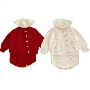 İlkbahar ve sonbahar bebek kolsuz Romper bebek örme hırka ceket <span class=keywords><strong>2</strong></span> parça moda seti yürümeye başlayan kız giysileri - Product Image 1