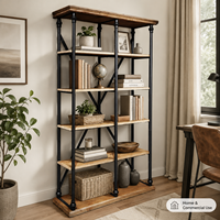 Étagère de rangement multi-niveaux HONGYAN moderne et réglable en métal de style industriel avec structure en X pour salon et maison