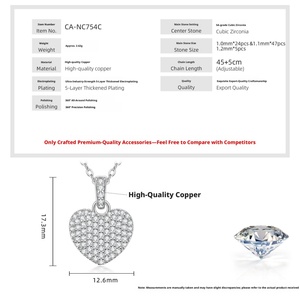 Nouveauté 2026 : Collier Exquis en Cuivre Pur Plaqué Or 14 carats avec Zircon, Forme Petit Cœur, pour Femme, Idéal au Quotidien - Product Image 2