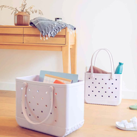 Pochette réutilisable imperméable pour femme en EVA avec motif floral, pliable, grande capacité, deux poignées ouvertes