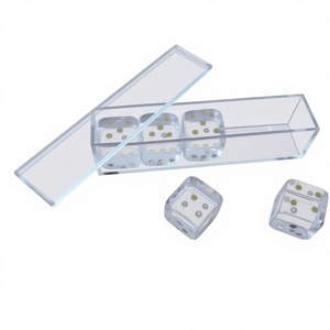 6 Side Clear Dice with Brass Pips Square for Table Game With storage Clear <b>Tray</b> Acrylic Lucite Dice - Product Image 5