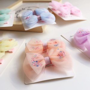 Pinza para el pelo con lazo de malla estilo coreano, linda pinza para el pelo infantil, suave para las manos de las niñas pequeñas, pinza para flequillo, adorable pinza para el pelo de princesa - Product Image 1
