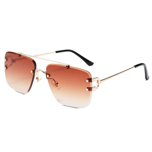 Logo personalizzato 2025 moda retrò <span class=keywords><strong>in</strong></span> metallo metallo grande montatura occhiali da sole UV400 quadrati senza montatura occhiali da sole uomo donna - Product Image 2