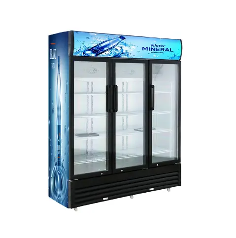 hot sale commercial small slim supermarket super market transparent fridge display prices on wheels