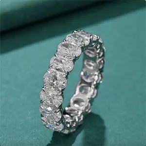 Voaino 18K 14K 9K Massief Goud 30 Punten Luxe Mode Sieraden Cvd Vvs Full Lab Grown Eternity Diamanten Handband Ring