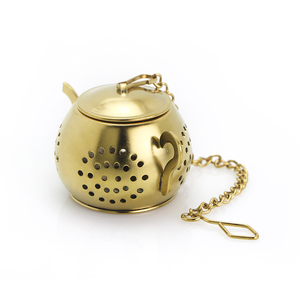 Thép Không Gỉ Titan Mạ Vàng Ấm Trà Trà Infuser Bóng Trà Với Chuỗi - Product Image 5