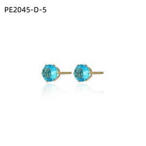 Amy Amy <b>Stud</b> <b>Earrings</b> 925 Silver <b>Blue</b> Zircon Bezel Setting Classic Women's Everyday Wear Jewelry PE2045 - Product Image 4