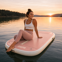 Plateforme de yoga aquatique gonflable avec large pont antidérapant en EVA, pont flottant stable pour le fitness, le Pilates, les étirements et l'équilibre