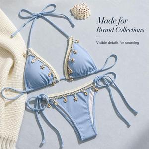 Bikini de Tanga Personalizado para Mujer, con Parte Inferior Acanalada, para Playa, Piscina, Vacaciones de Verano - Product Image 3