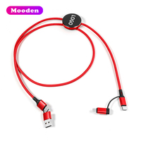 Câble de charge rapide 4-en-1 Mooden 60W 3A avec logo LED lumineux pour iOS Type-C