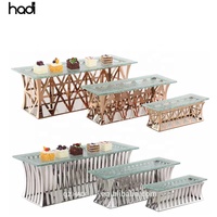 Décoration de mariage en cuivre et argent, présentoir de table, support d'élévation pour buffet, rectangulaire et moderne en acier inoxydable, 1 pièce