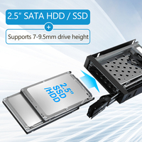 Boîtier interne pour disque dur SATA 3 à 2 baies, en aluminium, adaptateur, 2,5 pouces, échange à chaud, rack mobile pour ordinateur de bureau, serveur, stockage