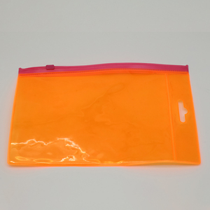 Sac à fermeture éclair en PVC <span class=keywords><strong>orange</strong></span> trou de suspension grande capacité sac de rangement plat en plastique auto-scellant étanche à l'humidité pour lotion - Product Image 3