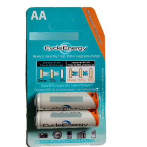 Batterie rechargeable AA 3000 MAh 1.2v NiMH Batterie rechargeable à faible auto-décharge 2 pièces dans une carte - Product Image 2