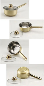 Ensemble de casseroles haut de gamme en acier inoxydable pour l'exportation transfrontalière, poignées dorées, 12 pièces, lavage à la main uniquement, couvercles en verre multicouche - Product Image 3