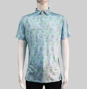 Wholesale High Quality Lightweight Moisture Wicking Polo Golf Shirt Logo Durable Quick Dry Slim Fit Digital Print Golf Shirt