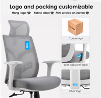Chaise de bureau ergonomique moderne en maille pivotante, hauteur réglable, 3 vérins à gaz, appui-tête réglable, garantie 3 ans, couleur personnalisable