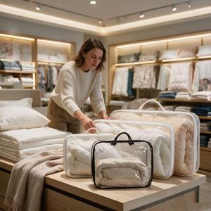 <span class=keywords><strong>Sac</strong></span> de rangement personnalisé en PVC/EVA avec fermeture éclair, impression sérigraphique, emballage recyclable pour draps, oreillers, vêtements, ustensiles de cuisine, parapluies, OEM/ODM - Product Image 5