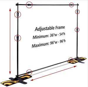 High Wedding Backdrop Pipe/Stand with Heavy Base Telescopic Adjustable Curtain Frame Photo Banner Backdrop Stand