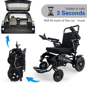 KSM-606Plus Automatic Foldable Aluminum Alloy Electric Wheelchair 24V 20AH Battery Adjustable <b>Backrest</b> 52cm Seat Width 12 Inch - Product Image 2