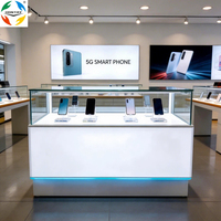 Vitrina Moderna de Lujo para Teléfonos Celulares, con Cerradura, de Vidrio, con Iluminación LED, Diseño Antirrobo, Construcción Resistente, para Comercios de Lujo