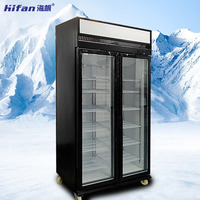 Refrigerador Comercial para Bebidas, Enfriador, Congelador con Puerta de Vidrio y Enfriamiento por Aire, Equipo de Refrigeración