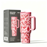 Nouveau Gobelet de Voyage Isotherme à Double Paroi en Acier Inoxydable 40 oz, Sans BPA, Anti-Fuite, avec Poignée et Couvercle à Paille – Vente Flash