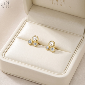 Hot Selling Fine Jewelry Wholesale 14K <b>Solid</b> Gold Natural Rose Cut Diamond Single <b>Earring</b> Stud Screw Back <b>Earring</b> For Women Gift - Product Image 5