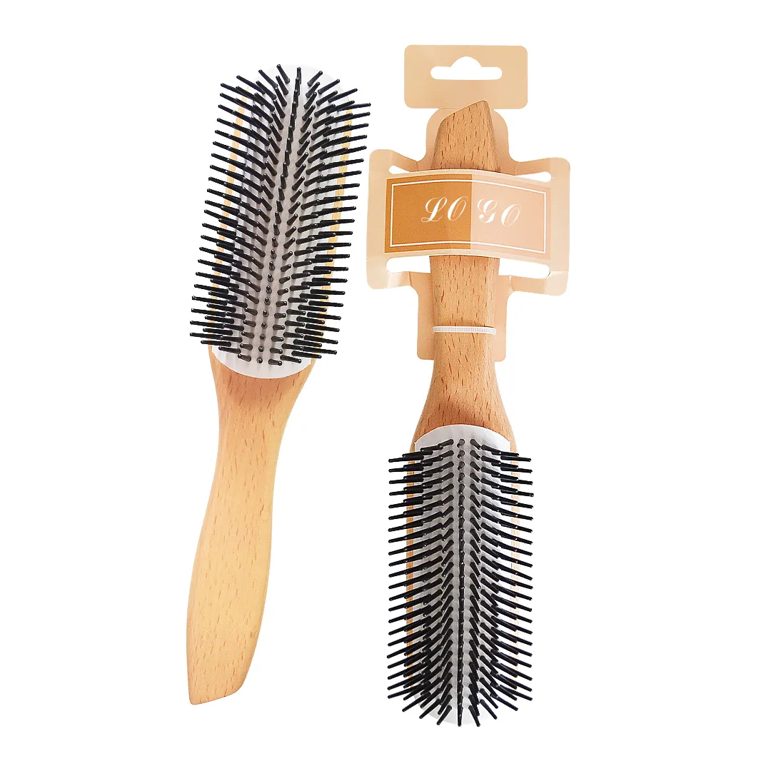 Bonne vente, brosse à cheveux démêlante et lissante, brosse à cheveux originale Styler Denman, brosse à cheveux en bambou, 9 rangées