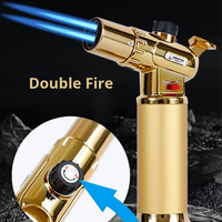 Briquet gonflable Hongjing à double flamme, coupe-vent, grande puissance, pistolet de soudage, pour barbecue extérieur et cigares