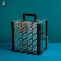 Boîte à jetons de poker Texas 1000 pièces, portable, en acrylique épaissi, transparente, avec 10 supports à jetons pour le divertissement
