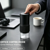 Coffret Cadeau de Luxe Mini Moulin à Café Portable avec Logo Personnalisé, Ensemble de Moulins à Grains de Café à Meules Coniques Réglables