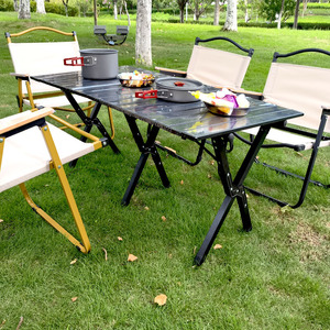 Factory Outdoor Foldable Portable Camp Furniture Solid Wooden Aluminum Alloy Picnic Camping Folding <b>Table</b> - Product Image 4