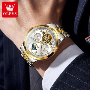 Drop Shipping for 7071 Business Fashion Original Automatic Mechanical Watch Unisex Hollowed Movement <b>Calendar</b> Glass Pointer - Product Image 6