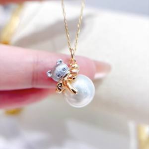 31416 DIY Luxury Silver <b>Pendant</b> with 11-13mm Cat Color Separation S925 Gold Plated Empty Stand <b>Pearl</b> Accessories Light Source - Product Image 2