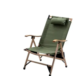 Portable Lightweight Wooden Beach Folding Camping Chair With Padded Seats Wooden Stackable Foldable Fishing Chair Camping