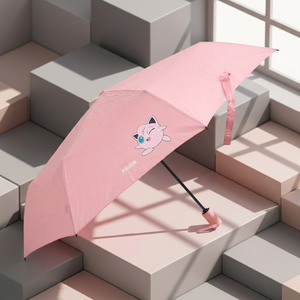 Korean pokemon Wanja 55cm 3 Fold Semi-Automatic Polyester Umbrella Jigglypuff Coral 8 Ribs Compact Portable Kids Anime Cartoon - Product Image 3