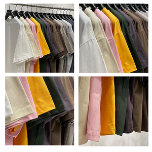 تي شيرت أمريكي للربيع والصيف بتصميم فضفاض وياقة دائرية، مصنوع من قماش محبوك ناعم بوزن 240 جرام، متوفر بألوان صلبة للبيع بالجملة - Product Image 2