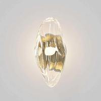 Lampu Dinding Kaca Kristal Art Deco Kontemporer Warna Champagne Gold IP44 Tahan Air untuk Kamar Mandi Vanity G9 Model Gelombang