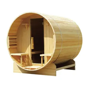 North European Style 3-4 Orang Barel Kamar Sauna Harvia Sauna Heater Luar Ruangan Cukup Sauna Rumah Keluarga Kanada Pi