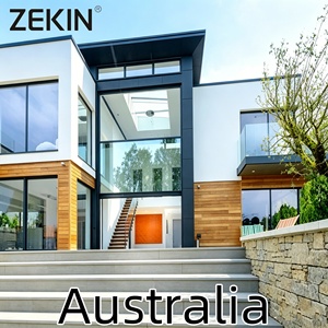 Porte coulissante en aluminium certifiée AS2047 Zekin Australia Project, verre trempé, résistant aux impacts d'ouragan, fenêtre panoramique - Product Image 1